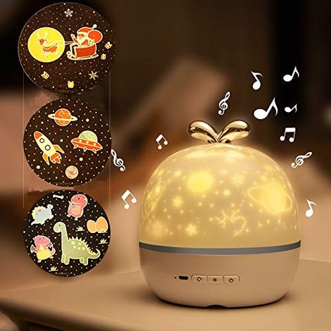 Projecteur de veilleuse, lampe de nuit avec lecteur de musique Bluetooth 6 films de projection projecteur de table de musique étoilée rotatif (1/5)