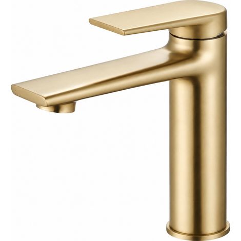 Mitigeur Lavabo Salle de Bain en Laiton or brossé modèle bas Eau Chaude Froide avec 2 Flexibles 25 × 22 × 8 cm 1,2 kg – Livraison gratuite (1/5)