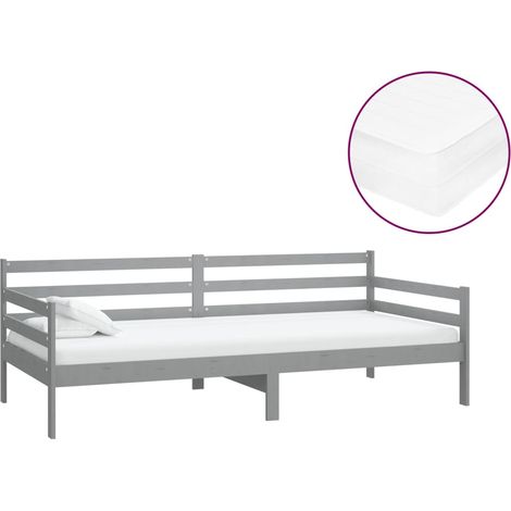 Maison Exclusive - Tagesbett mit Matratze 90x200 cm Grau Kiefer M