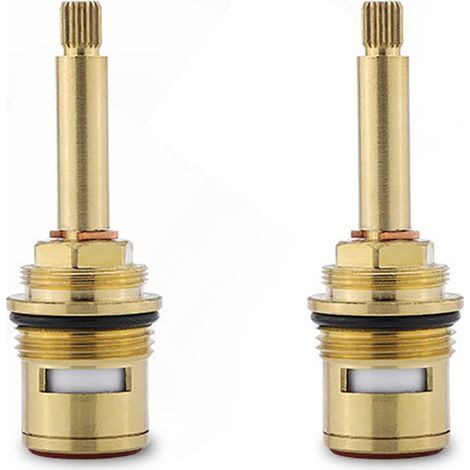 2Pcs Vannes De Robinet En Céramique En Laiton, Cartouches De Robinet De Rechange(Rouge + Bleu) (1/5)