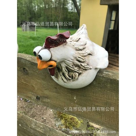 Nuevo producto transfronterizo: Gallina grande con ojos grandes y expresivos, figura de resina hecha a mano, decoración de jardín, rancho, hogar, micro paisaje C (1/5)