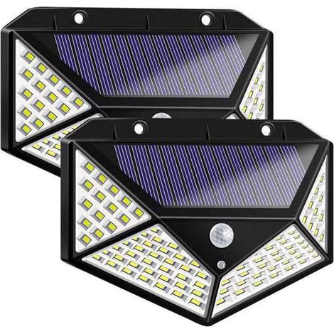 MINKUROW 2 Pezzi 100LED Luce Solare, Luce Umana Solare Pannello Solare Dotato di Carica Solare Super Luminosa Risparmio Energetico 3 Modalità Illuminazione Impermeabile Sensore Umano per Giardino Parc (1/3)