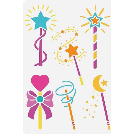 Pochoirs en plastique ajourés pour dessiner et peindre sur scrapbooking, tissu, carrelage, sol, meubles, bois, bâtonnet magique 29,7 x 21 cm (1/5)