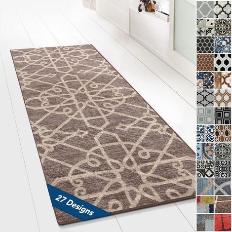 Tapis Ornement Vintage Oriental pour la Cuisine, Le Couloir et Le Salon 80 x 450 cm, Marron Navelli (1/5)