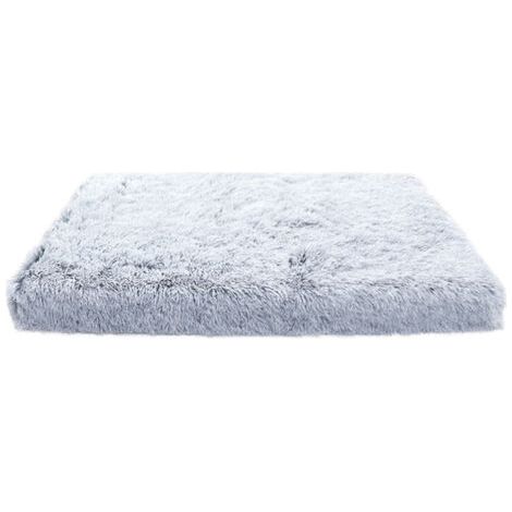 QORVA-Coussin carré en peluche gris et blanc 40 x 30 x 5 cm pour chien et chat, coussin doux en peluche pour chien et chat, couchage profond, 1 pièce