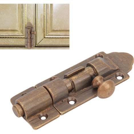 Verrou de porte en bois de style antique chinois en cuivre pur, accessoire des dynasties Ming et Qing, verrou de porte, pêne dormant rétro (1/5)
