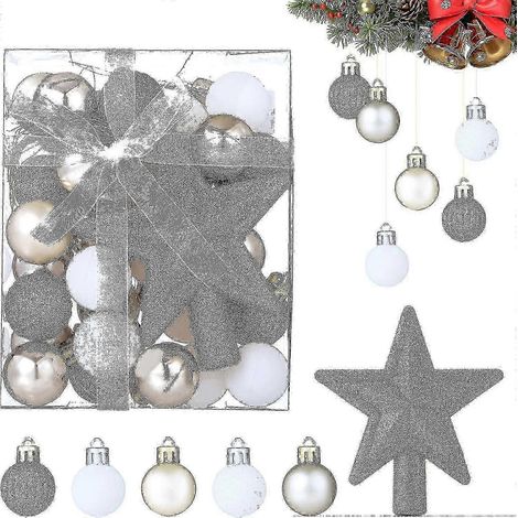 Boules de Noël, Boules de Noël pour sapin de Noël, 30 boules blanches, dorées et argentées pour décorations de Noël, sapin de Noël (1/5)