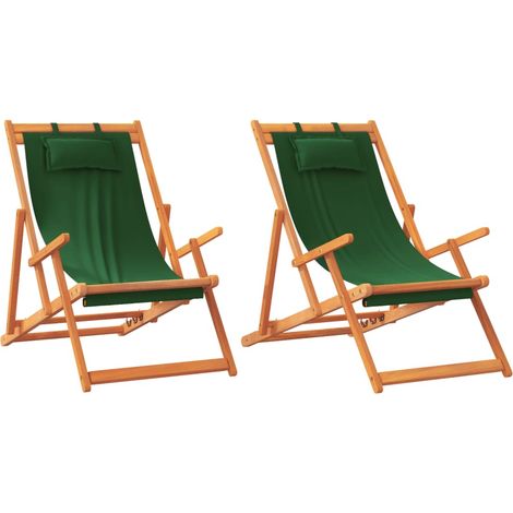 Maison Exclusive - Sedie da Spiaggia Pieghevoli 2 pz Verdi in Tessuto