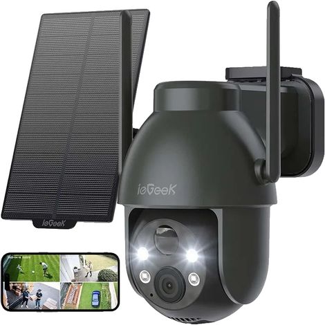 Cámara de seguridad, resolución 2K, PTZ de 360°, conectividad Wi-Fi de 2,4 GHz, visión nocturna a color, funciona con batería. (1/5)