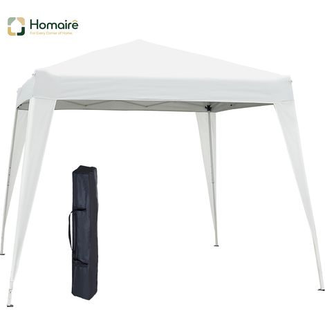 HOMAIRE Faltpavillon 2,4x2,4m Partyzelt UV-Schutz faltbar tragbar Garten Balkon Stahl Weiß