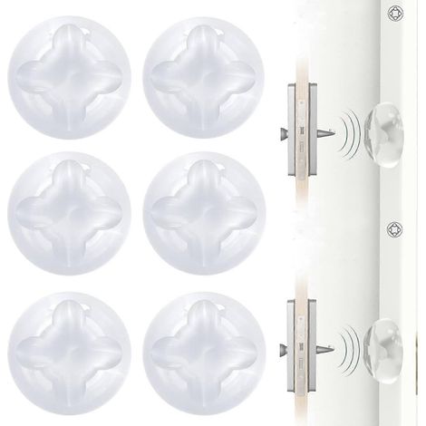 Butée de porte murale, butées de porte, butées de poignée de porte, lot de 6, autocollante, en caoutchouc transparent, protection murale (1/5)
