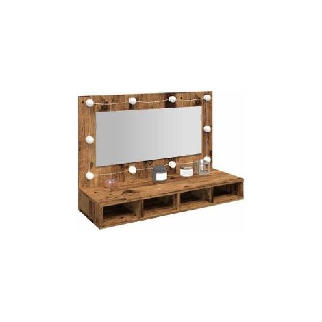 Armoire à miroir avec LED vieux bois 90x31,5x62 (1/5)