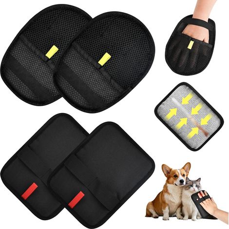 Pet Grooming Gloves, Reusable Anti-Static Fingerless Double Sided Pet Grooming Gloves for Cats and Dogs (Pack of 4) (1/5)