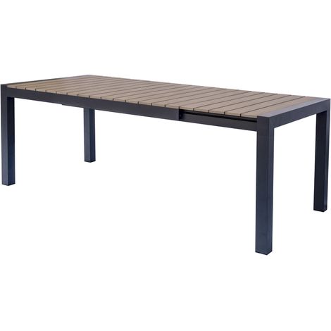 Tavolo da esterno in alluminio con top in legno resinato, allungabile da 160 a 210 cm (1/5)