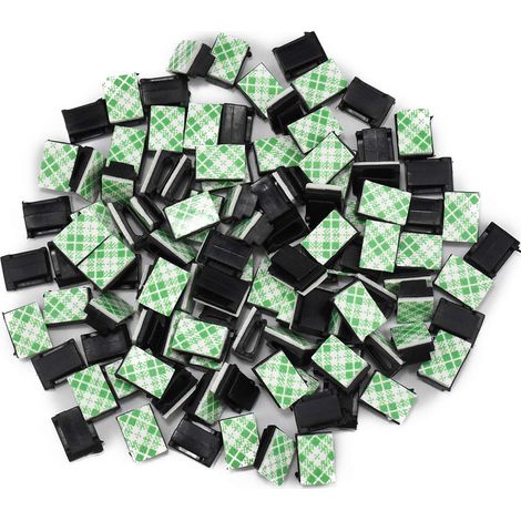 100PCS Rangement de Câble, Clips Adhésifs, Attache et Fixation pour Bureau, Gestion de Fils Electriques TV, Chargeur, PC, Maison (Noir) (1/5)