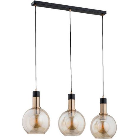 Lampada a sospensione Maya nera oro 3 luci E27 Alfa