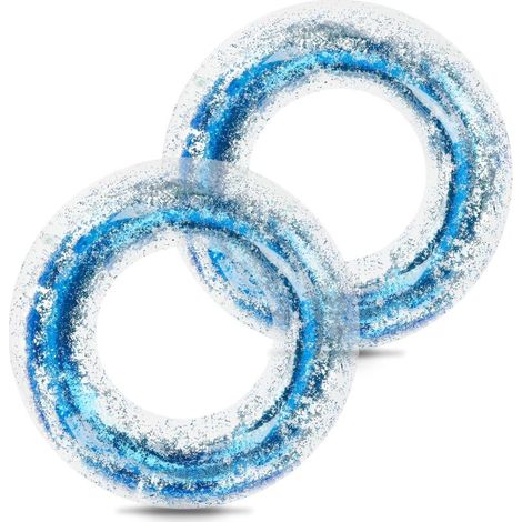 royaluxe -de natation pour adultes, anneau flottant de piscine gonflable avec paillettes, anneau flottant transparent à paillettes arc-en-ciel, anneaux de natation colorés et durables pour fête d'été (1/5)