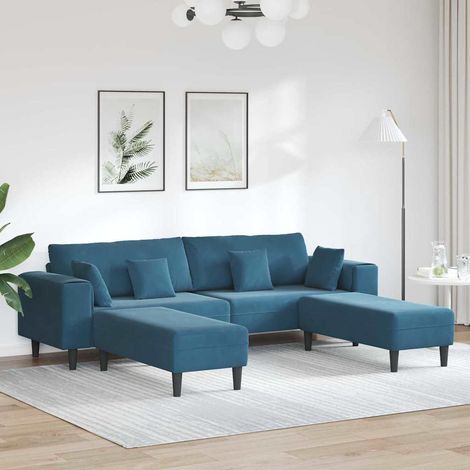 Sofá 3 uds. Azul Terciopelo vidaXL (1/5)