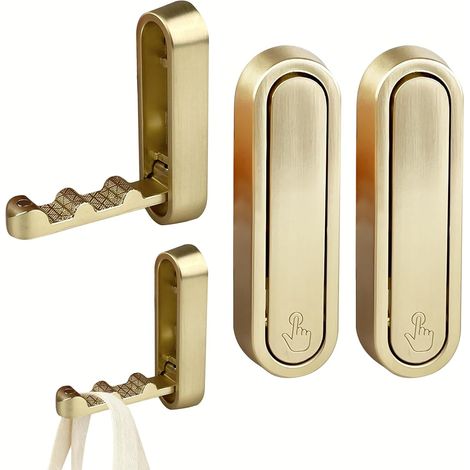 CCYKXA Foldable Wall Hooks, 2 Pieces Invisible Clothes Hooks for Coats, Hanging Coats, Scarves, Handbags and More, for Office, Kitchen, Bedroom, Bathroom