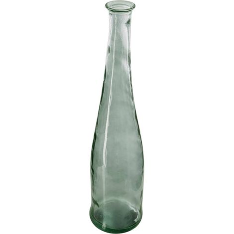 Atmosphera – Vase long en verre recyclé vert kaki H 80 cm – Dimensions 18 x 18 cm – Accessoire décoratif pour bouquets séchés