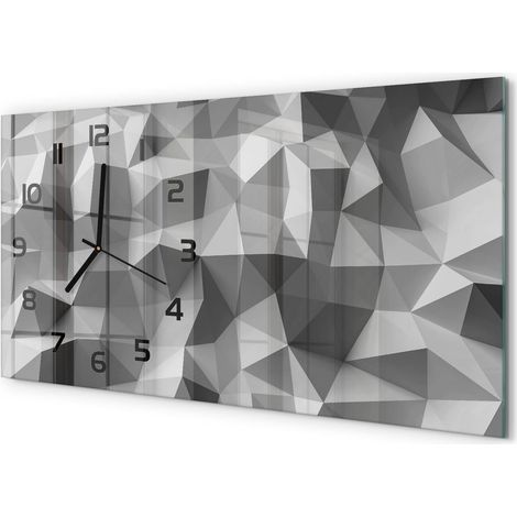 Horloge Murale Sans Tic-Tac 60x30 cm Verre Trempé Design Panoramique Triangles d'abstraction (1/5)