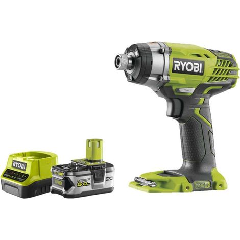 RYOBI Pack 18V OnePlus Cacciavite a percussione R18ID3-0 - 1 batteria 5.0Ah - 1 caricabatterie rapido 2.0Ah RC18120-150