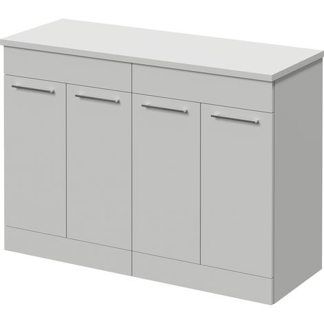 Napoli 460 Gloss Grey Pearl 1200mm 4 Door Vanity Unit for Countertop Basins - 1200mm - Chrome 160mm Handle