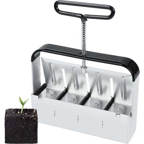 Outil de blocage de terre manuel - Outil de jardinage presse motte - 5cm - Bloque le sol - Avec poignée antidérapante, presse motte pour semis, confortable pour planter, transplanter, serre (1/4)