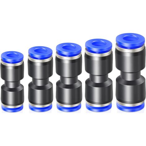 60 Pièces - Raccord Pneumatique - Connecteur Droit - Push To Connect Pour Tube PU4 PU6 PU8 PU10 PU12 - Plastique Robuste - Noir - 6,8,10,12mm (1/5)