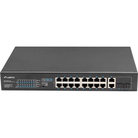 Switch non gestito Lanberg 16x 100Mb PoE+/2x Combo Rack 19" Gigabit Ethernet 150W (1/5)