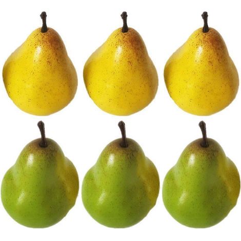 Lot de 6 poires artificielles réalistes, idéales pour décorer votre intérieur ou votre magasin. (1/4)