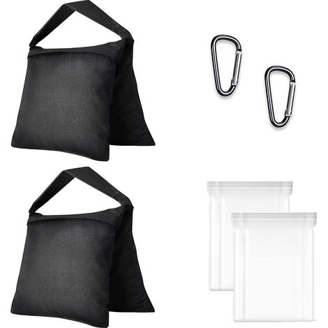 Sac de Sable Résistant pour Trépied Photographie Studio Photo et Vidéo Jardin 2 Pcs Noir (1/5)
