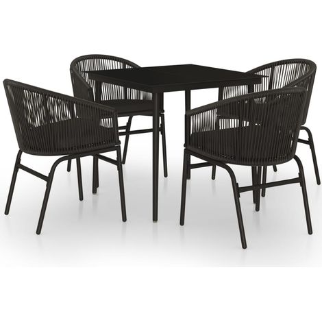 Maison Exclusive - 5-tlg. Garten-Essgruppe Schwarz