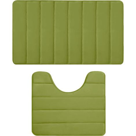 Tapis De Salle De Bain - Tapis Toilette En Forme De U - Mousse Mémoire - Absorption D Eau - Antidérapant - Lavable En Machine - 2 Pièces (1/5)