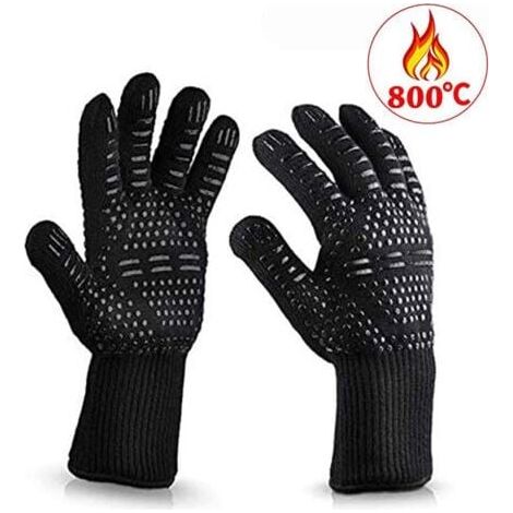 Grill gloves, anti-heat oven gloves up to 800 °C, heat-resistant and non-slip kitchen gloves, heat cooking gloves for BBQ/oven/grill/fireplace/welding/cooking MUMU (1/4)