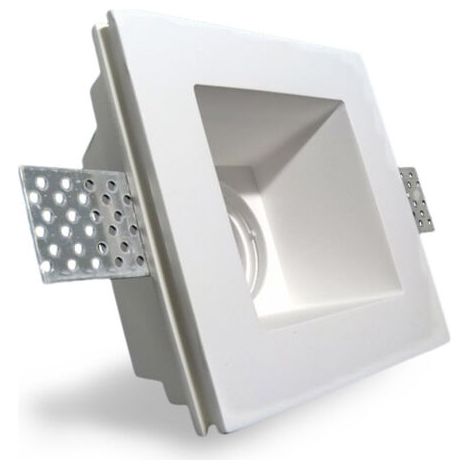 Douille De Spot Encastrée Fixe En Plâtre Pour Ampoules Led Gu10 Carrée 12x12 Cm