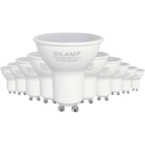 Ampoule LED GU10 6W 220V SMD2835 PAR16 10LED 90° - Pack de 10 / Blanc Froid  - SILUMEN (1/4)