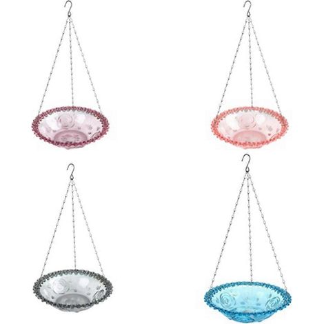 Mangeoire suspendue en forme de fleur pour oiseaux, bain d'oiseaux E-- (1/5)