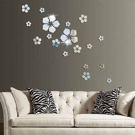 18 Pièces Autocollant Mural, Sticker Mural Art Déco, Miroir Bricolage Combinés Stickers, Acrylique Miroir Décalques, pour Décoration De Fond De Chambre à Coucher, Salle De Bain, Chambre, Salon (1/5)