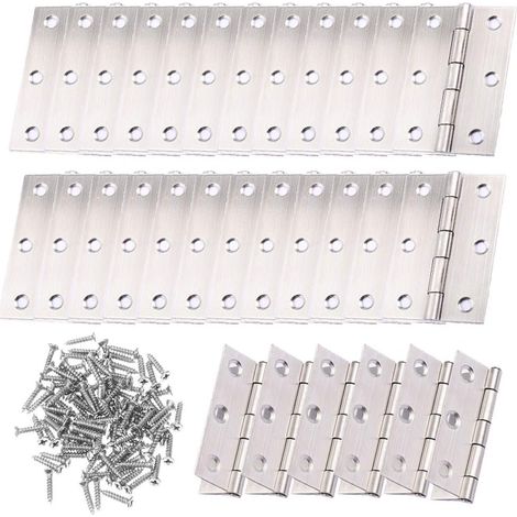 25Pcs Stainless Steel Hinges Stainless Steel Cupboard Door Hinges DIY Hinge For Home Furniture Cabinet Hardware(with 150Pcs M316mm Screws) (1/5)