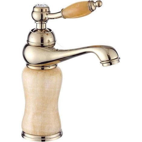 Vintage Waschtischarmatur aus reinem Kupfer, flacher Griff mit halbgesprühter Beschichtung, Waschtischarmatur (1/4)
