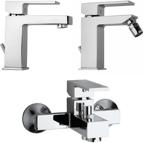 Verchromtes Bad-Armaturen-Set, Eckige Form, Modernes Design  Infinity
