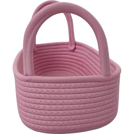 Pink cotton rope basket, 33 x 15.2 x 10.2 cm (1/5)