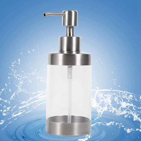 Distributeur de savon 350ml en acier inoxydable 304 et acrylique, pompe pour comptoir (1/5)