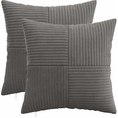 Cushion Cover 2 pcs ALMELO Dark Grey 30 x 30 cm Corduroy vidaXL (1/5)