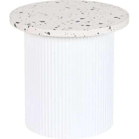 Table d'appoint élégante terrazzo blanche moderne - Blanc terrazzo avec nuances texturées (1/4)
