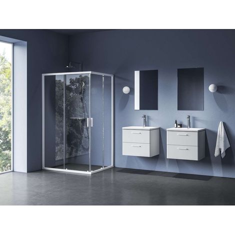 Ravak Blix II - Puerta de ducha NBLRV2K-90, 90x195 cm, blanco mate/vidrio transparente 1XM70E00Z1 (1/4)