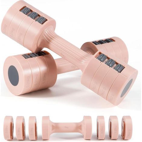Trintion Dumbbells Set of 2 Women Adjustable 4-in-1 Weights Dumbbell Pair, Each 1kg/1.5kg/2kg/2.5kg, Free Weights for Home Gym Fitness Training, Hand Weights for Workout Strength Exercise (Pink) (1/5)