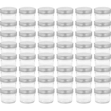 48 pcs Pots à confiture avec couvercles argentés Verre 110 ml (1/5)