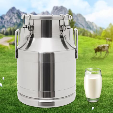Pot à lait de 10 litres en acier inoxydable - Seau à lait - Peut stocker le lait - Pichet de transport - Seau à huile scellé - Pour charge lourde - Avec couvercle scellé et poignée de transport
